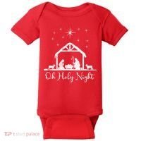 Oh Holy Night Jesus Stable In Bethlehem Baby Bodysuit thumb 0