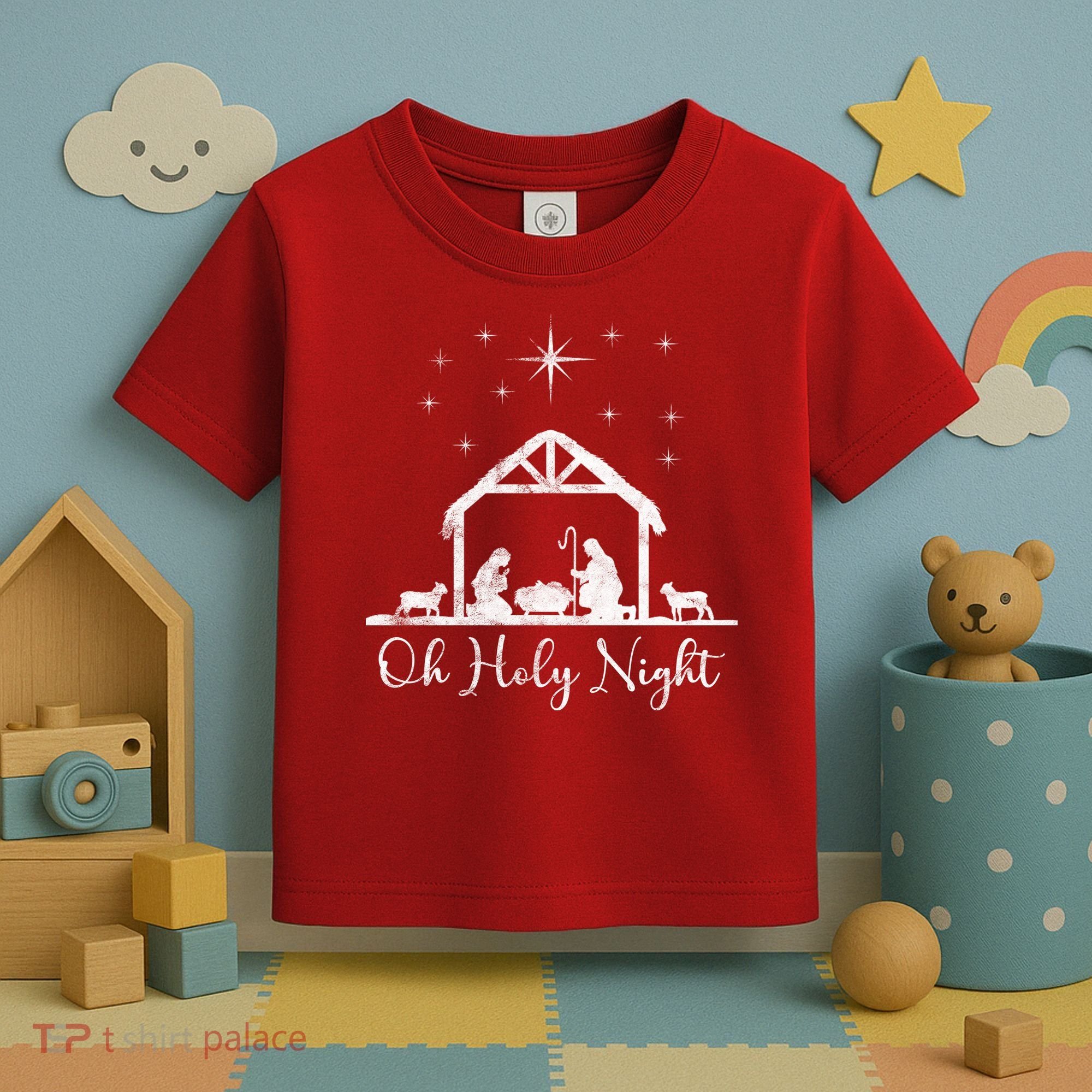 Oh Holy Night Jesus Stable In Bethlehem Toddler T-Shirt