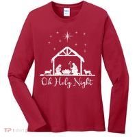 Oh Holy Night Jesus Stable In Bethlehem Women's Long Sleeve Shirt thumb 0
