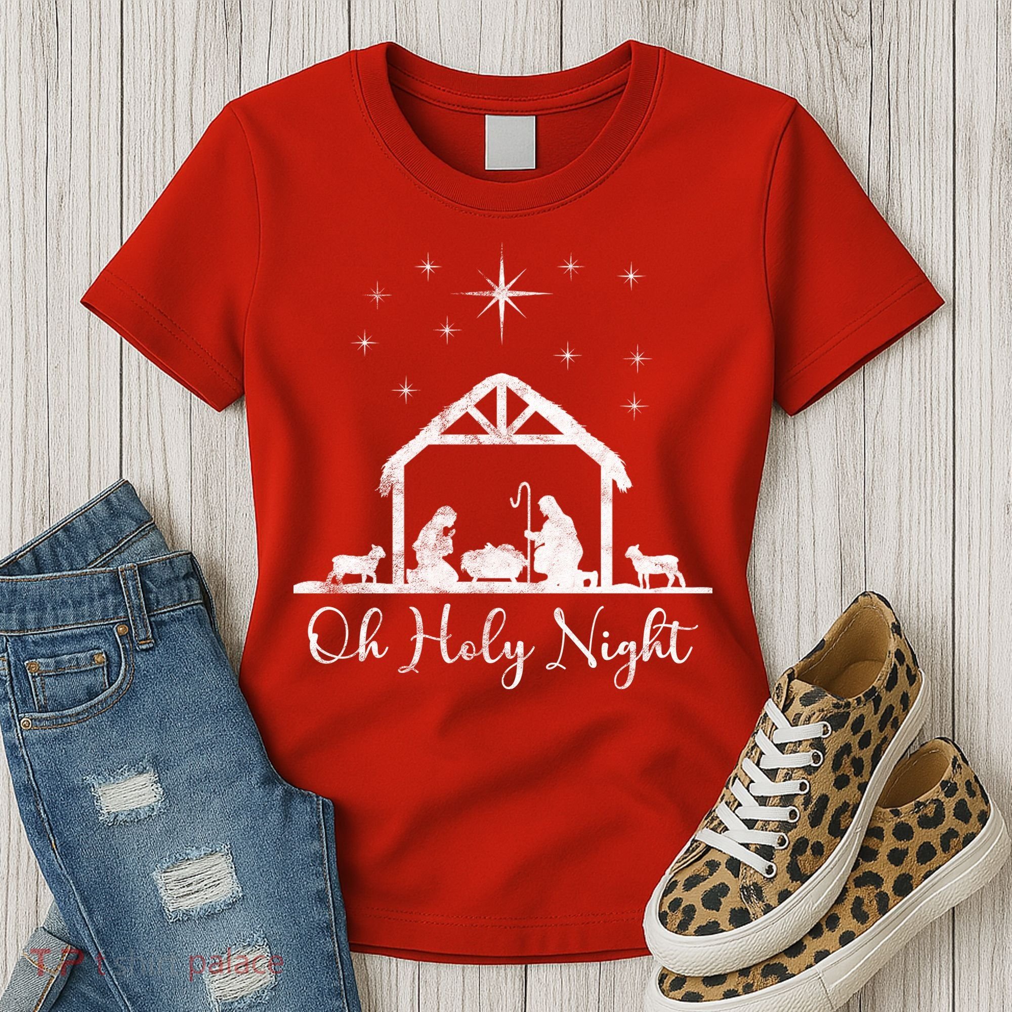 Oh Holy Night Jesus Stable In Bethlehem Women's T-Shirt