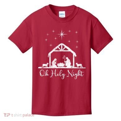 Oh Holy Night Jesus Stable In Bethlehem Kids T-Shirt