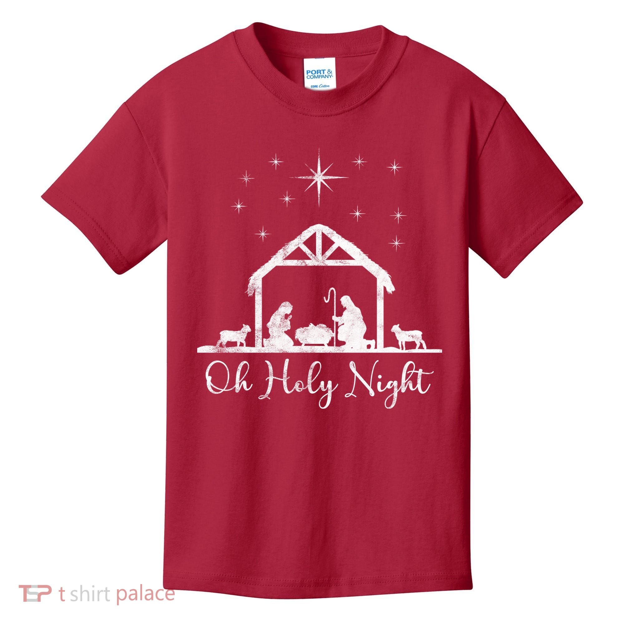 Oh Holy Night Jesus Stable In Bethlehem Kids T-Shirt
