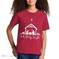 Oh Holy Night Jesus Stable In Bethlehem Kids T-Shirt thumb 2