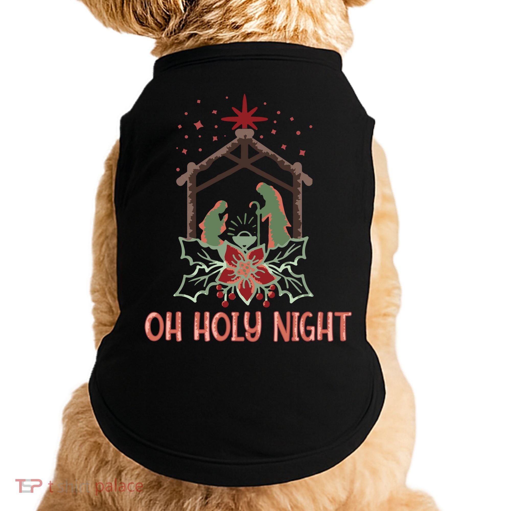 Oh Holy Night Christian Retro Christmas Religious Graphic Plus Size Doggie Tank