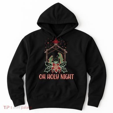 Oh Holy Night Christian Retro Christmas Religious Graphic Plus Size Hoodie