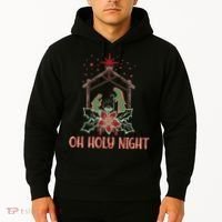 Oh Holy Night Christian Retro Christmas Religious Graphic Plus Size Hoodie thumb 2