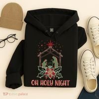Oh Holy Night Christian Retro Christmas Religious Graphic Plus Size Hoodie thumb 4
