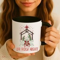 Oh Holy Night Christian Retro Christmas Religious Graphic Plus Size Coffee Mug thumb 3