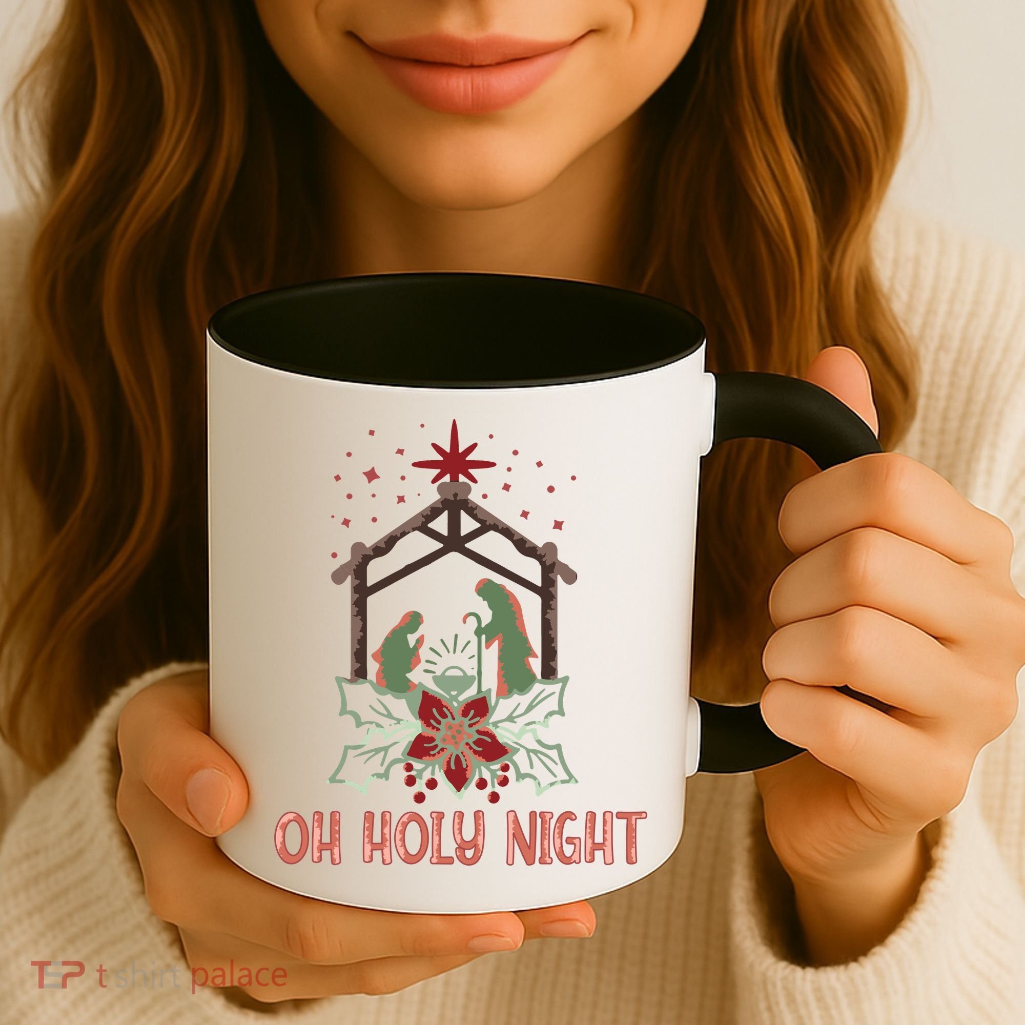 Oh Holy Night Christian Retro Christmas Religious Graphic Plus Size Coffee Mug