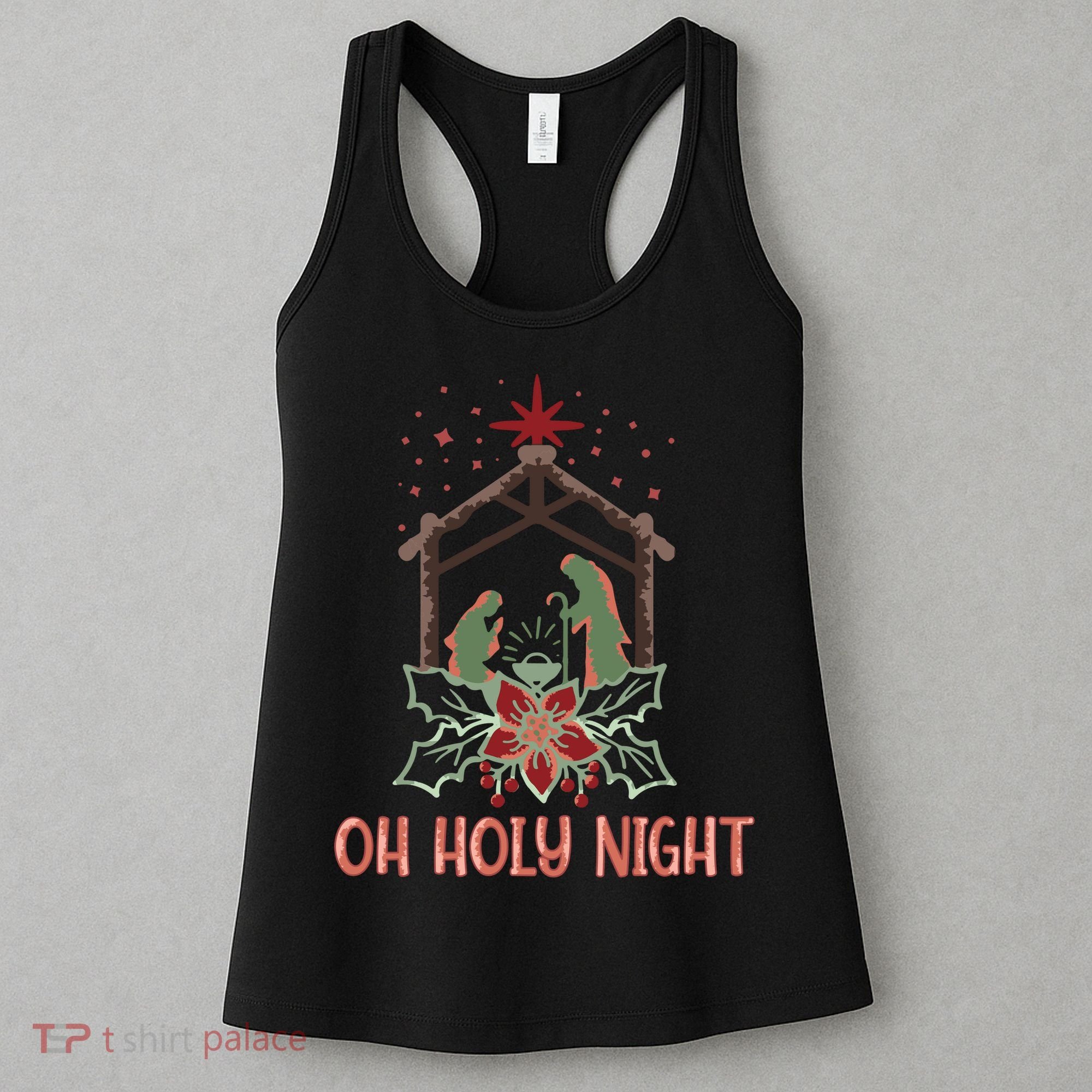 Oh Holy Night Christian Retro Christmas Religious Graphic Plus Size Women's Tank Top