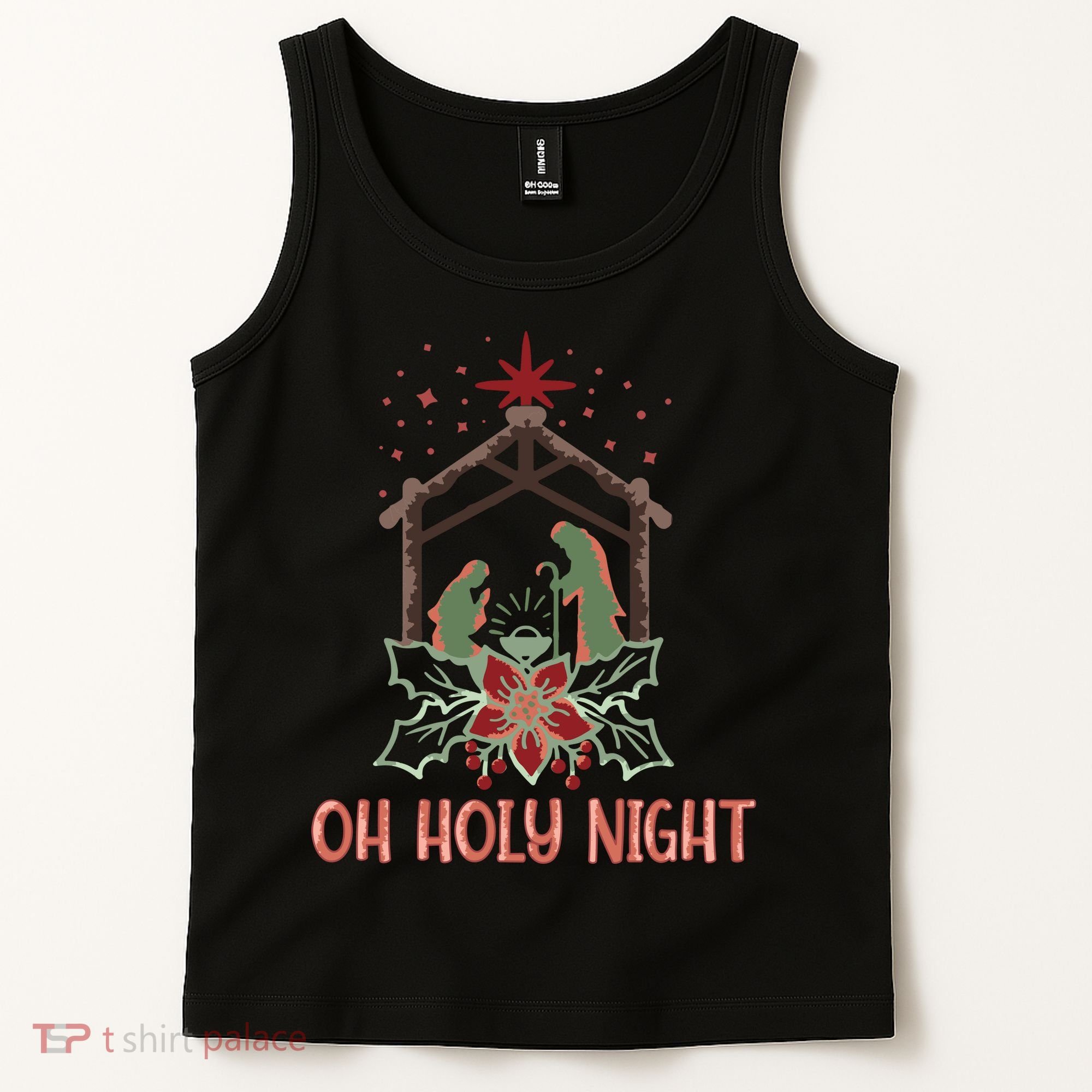 Oh Holy Night Christian Retro Christmas Religious Graphic Plus Size Tank Top