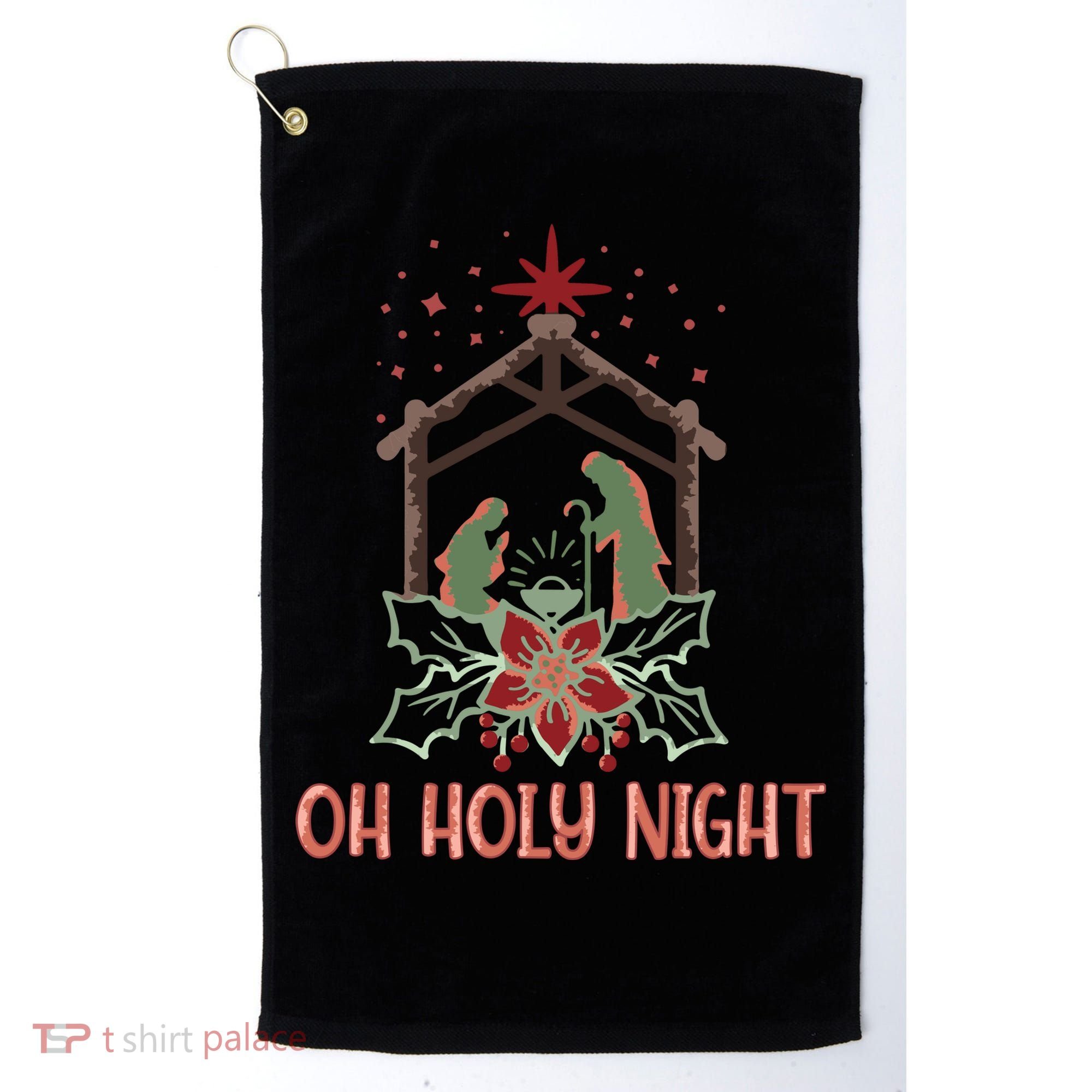 Oh Holy Night Christian Retro Christmas Religious Graphic Plus Size Golf Towel
