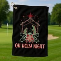 Oh Holy Night Christian Retro Christmas Religious Graphic Plus Size Golf Towel thumb 1