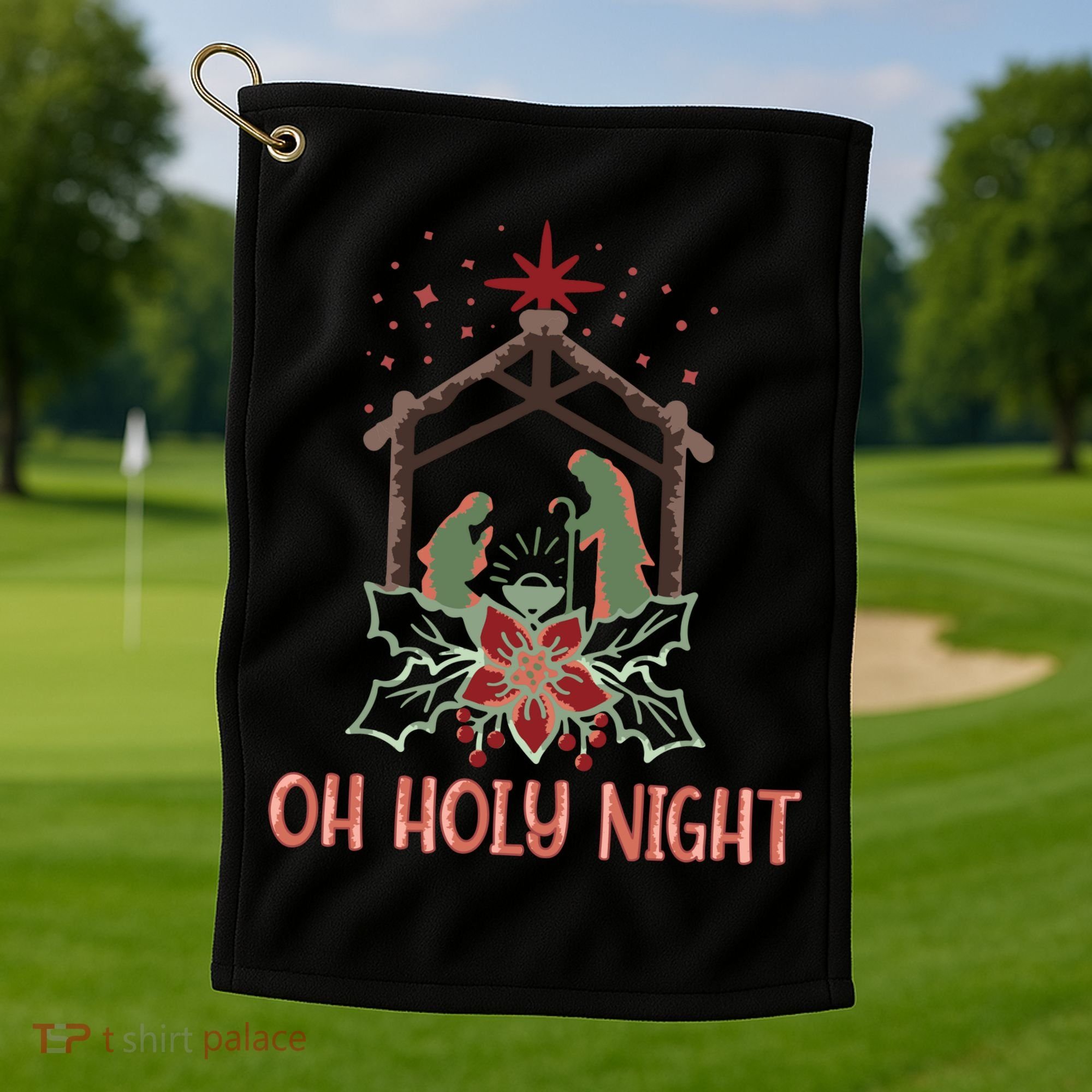 Oh Holy Night Christian Retro Christmas Religious Graphic Plus Size Golf Towel