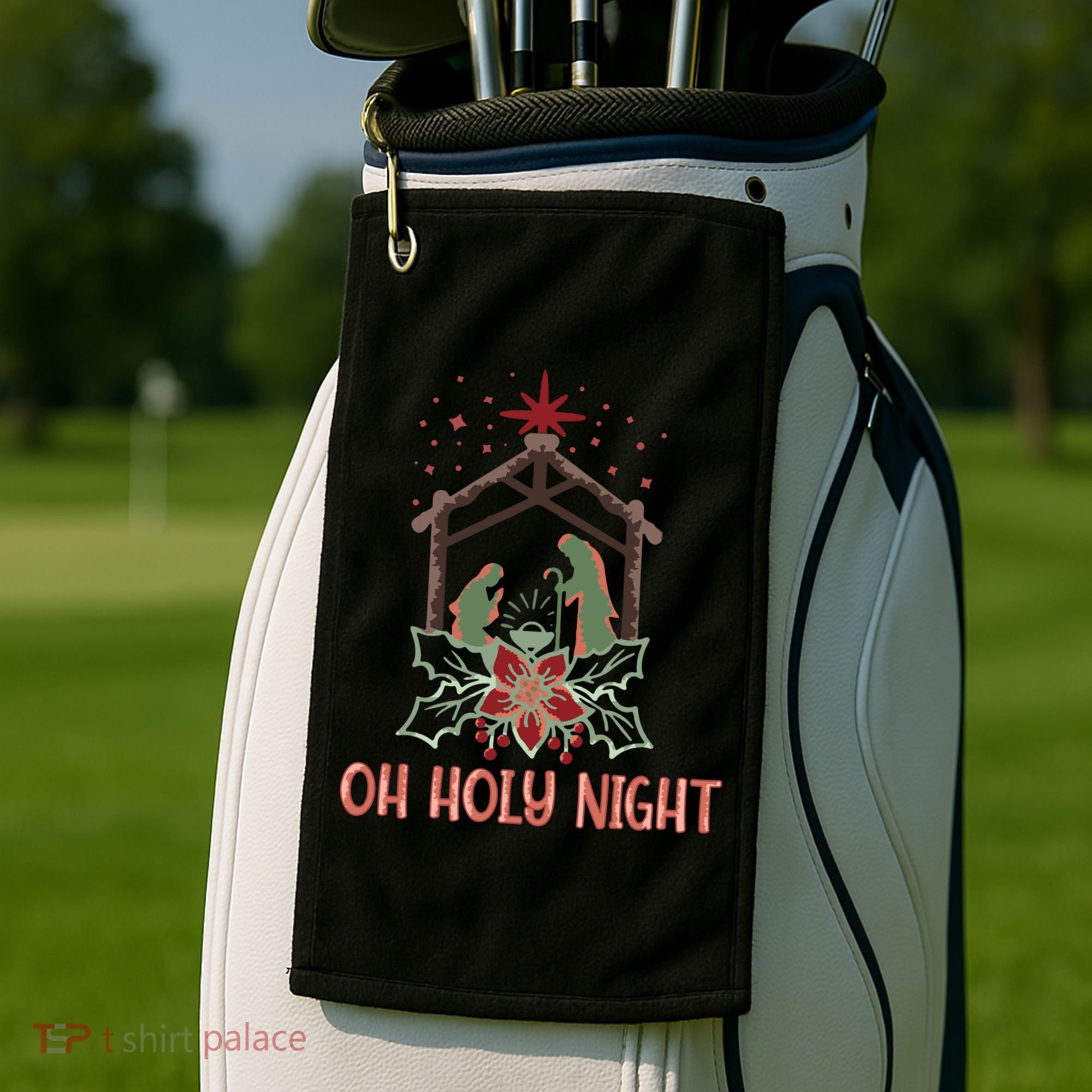Oh Holy Night Christian Retro Christmas Religious Graphic Plus Size Golf Towel
