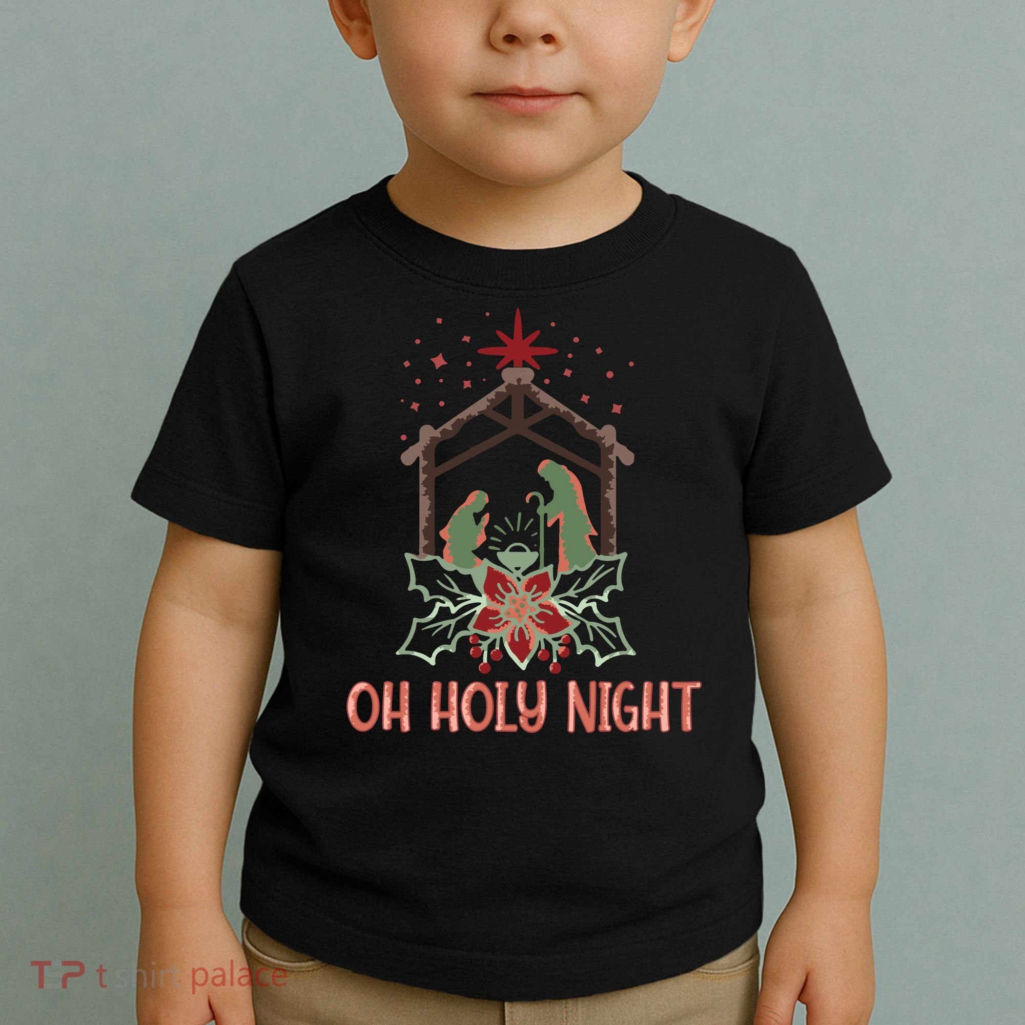Oh Holy Night Christian Retro Christmas Religious Graphic Plus Size Toddler T-Shirt