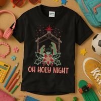 Oh Holy Night Christian Retro Christmas Religious Graphic Plus Size Kids T-Shirt thumb 3
