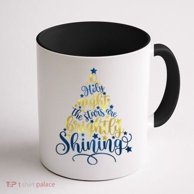 Oh Holy Night The Stars Are Brightly Shining Tree Coffee Mug back