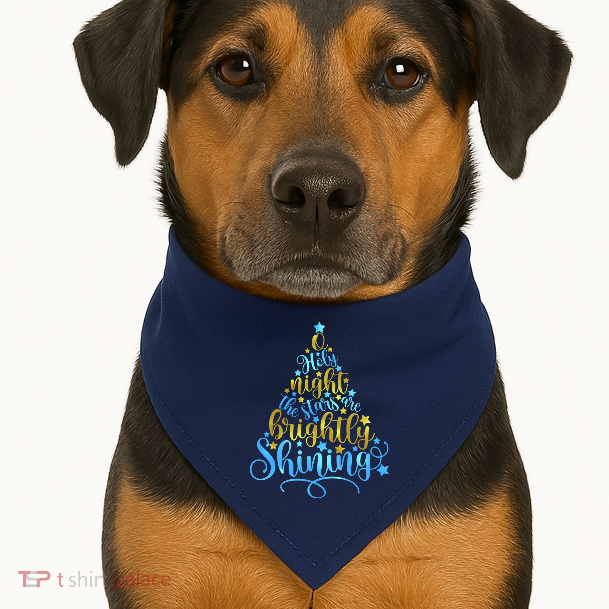 Oh Holy Night The Stars Are Brightly Shining Tree USA-Made Doggie Bandana