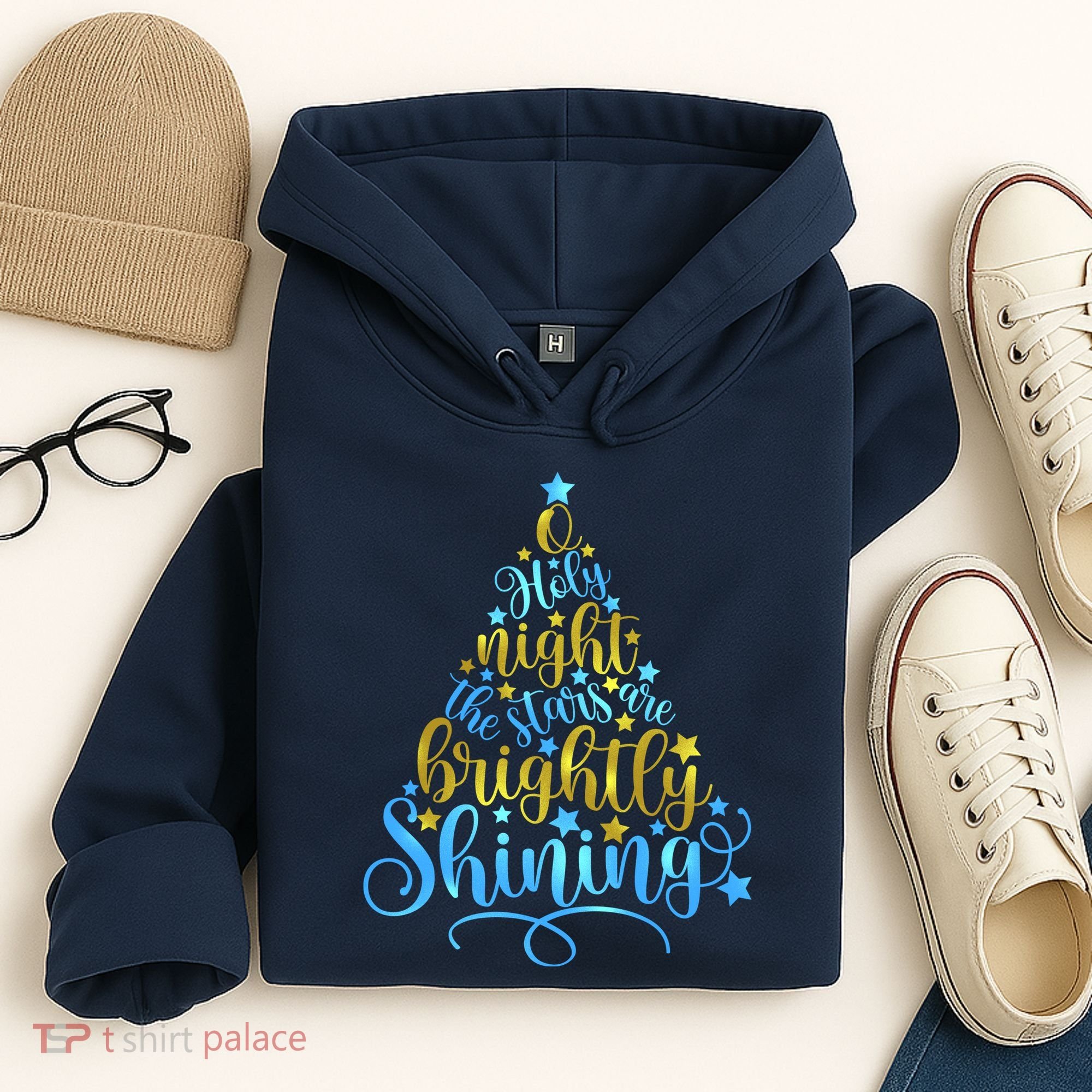 Oh Holy Night The Stars Are Brightly Shining Tree Hoodie