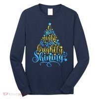 Oh Holy Night The Stars Are Brightly Shining Tree Long Sleeve Shirt thumb 0