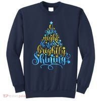 Oh Holy Night The Stars Are Brightly Shining Tree Sweatshirt thumb 0