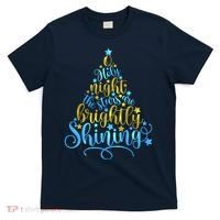 Oh Holy Night The Stars Are Brightly Shining Tree T-Shirt thumb 0
