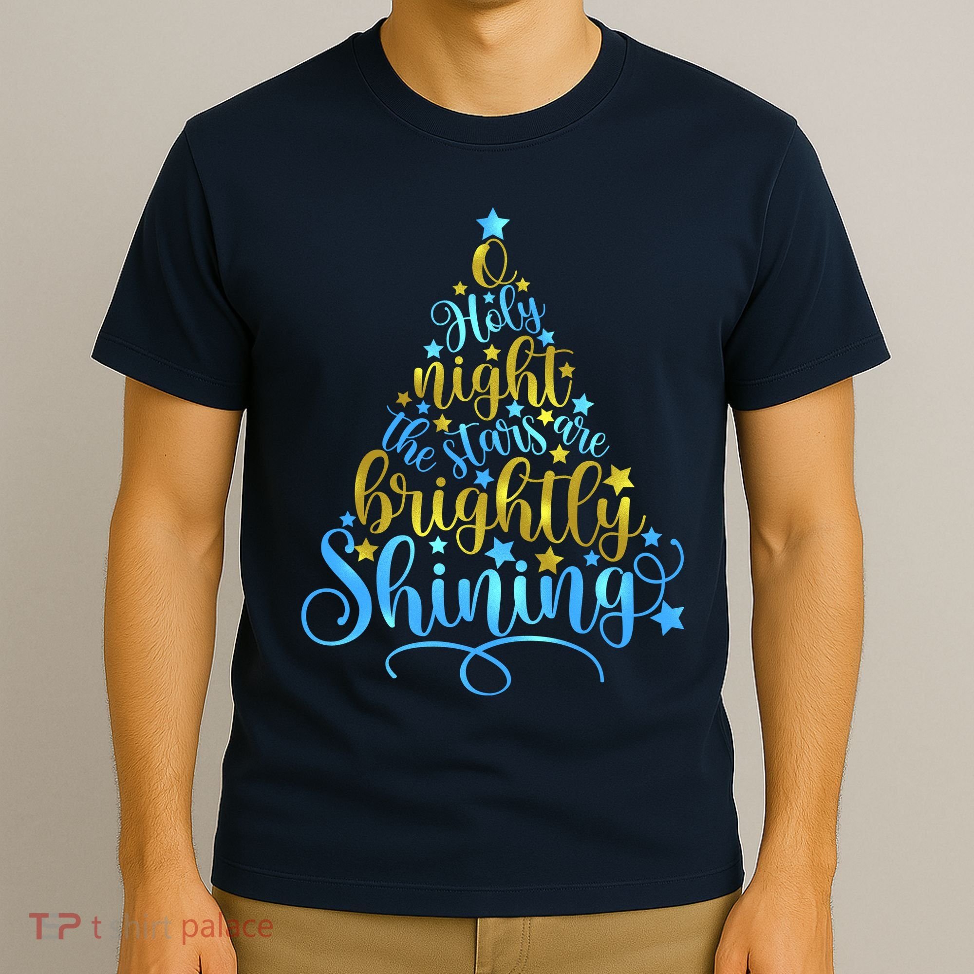 Oh Holy Night The Stars Are Brightly Shining Tree T-Shirt
