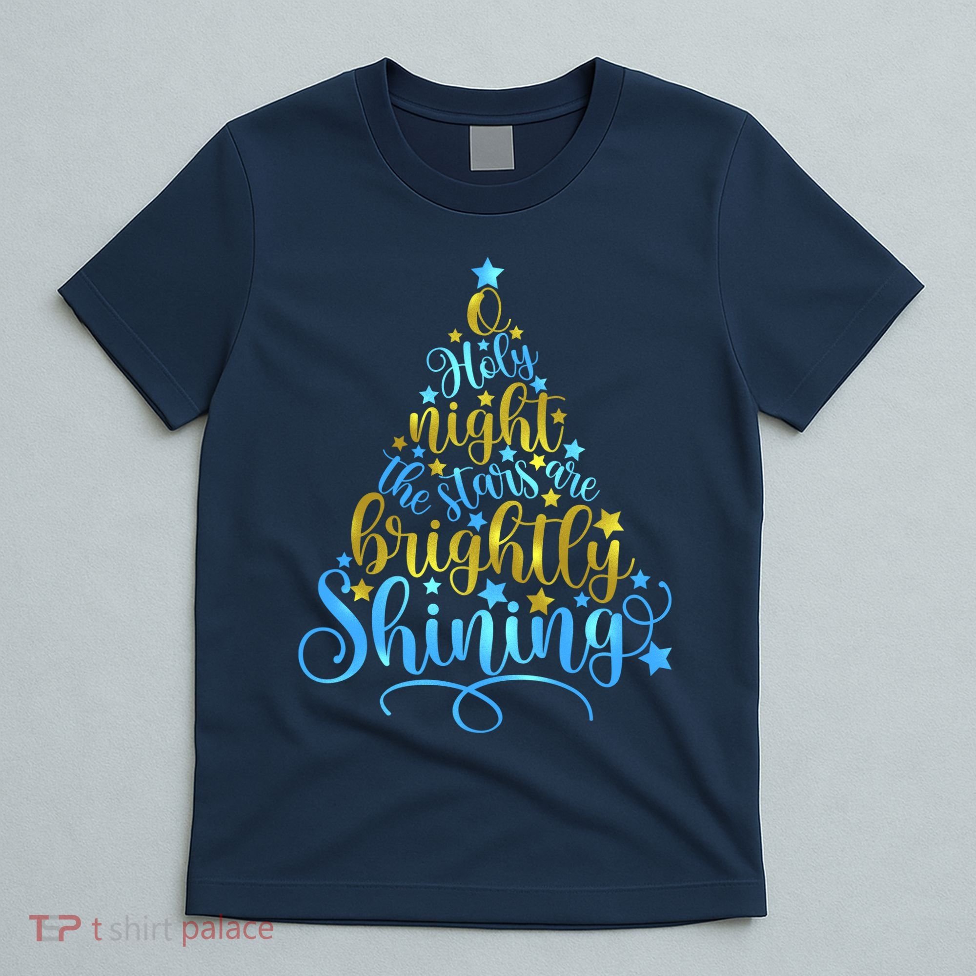 Oh Holy Night The Stars Are Brightly Shining Tree T-Shirt
