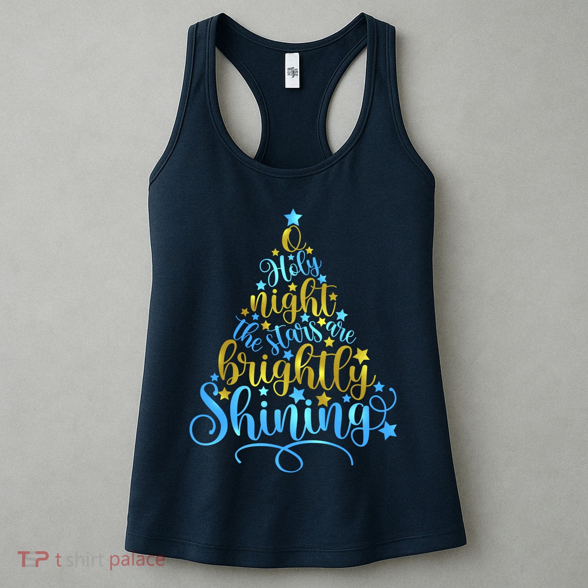 Oh Holy Night The Stars Are Brightly Shining Tree Women's Tank Top