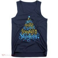 Oh Holy Night The Stars Are Brightly Shining Tree Tank Top thumb 0