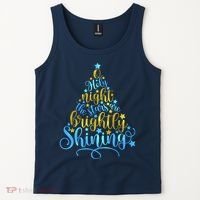 Oh Holy Night The Stars Are Brightly Shining Tree Tank Top thumb 2