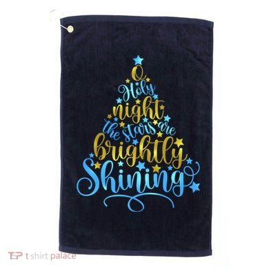 Oh Holy Night The Stars Are Brightly Shining Tree Golf Towel