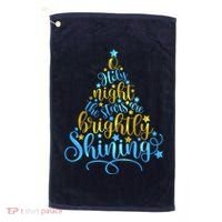 Oh Holy Night The Stars Are Brightly Shining Tree Golf Towel thumb 0