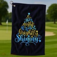 Oh Holy Night The Stars Are Brightly Shining Tree Golf Towel thumb 1