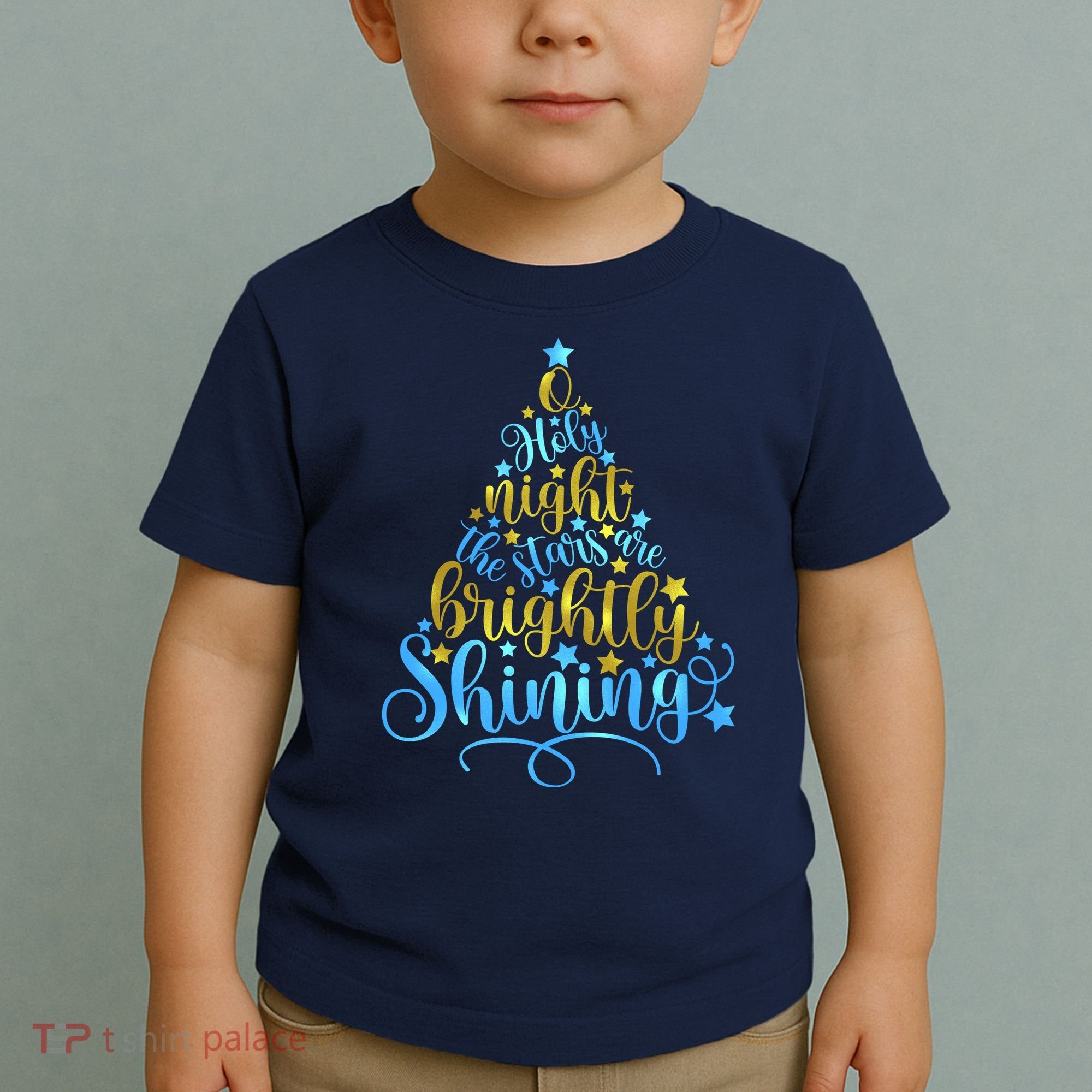 Oh Holy Night The Stars Are Brightly Shining Tree Toddler T-Shirt