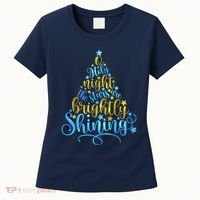 Oh Holy Night The Stars Are Brightly Shining Tree Women's T-Shirt thumb 0