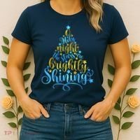 Oh Holy Night The Stars Are Brightly Shining Tree Women's T-Shirt thumb 2