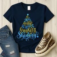 Oh Holy Night The Stars Are Brightly Shining Tree Women's T-Shirt thumb 3
