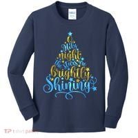 Oh Holy Night The Stars Are Brightly Shining Tree Kids Long Sleeve Shirt thumb 0