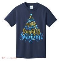 Oh Holy Night The Stars Are Brightly Shining Tree Kids T-Shirt thumb 0