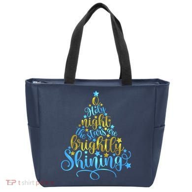 Oh Holy Night The Stars Are Brightly Shining Tree Tote Bag