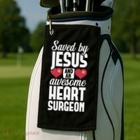 Open Heart Surgery Survivor Jesus Bypass Recovery Golf Towel thumb 2
