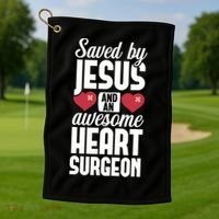Open Heart Surgery Survivor Jesus Bypass Recovery Golf Towel thumb 1