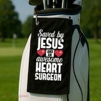 Open Heart Surgery Survivor Jesus Bypass Recovery Golf Towel thumb 2