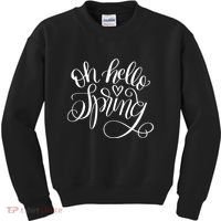 Oh Hello Spring Quote Kids Sweatshirt thumb 0