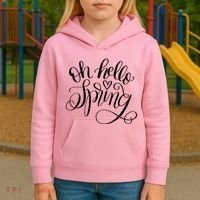 Oh Hello Spring Quote Kids Hoodie thumb 3