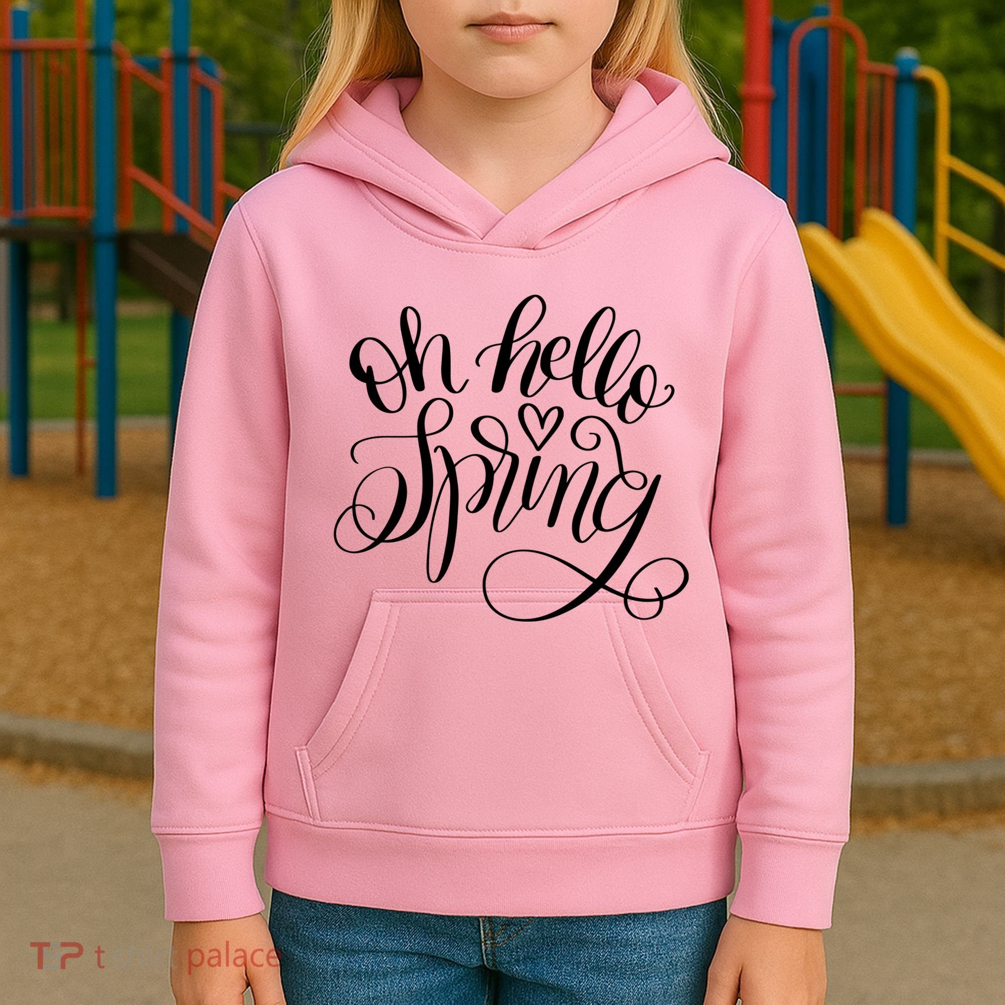 Oh Hello Spring Quote Kids Hoodie