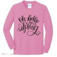 Oh Hello Spring Quote Kids Long Sleeve Shirt thumb 0