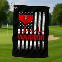 Open Heart Surgery Warrior Gift For Heart Patients Survivor Golf Towel thumb 1